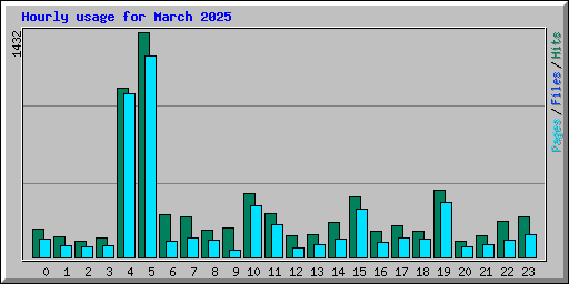 Hourly usage for March 2025