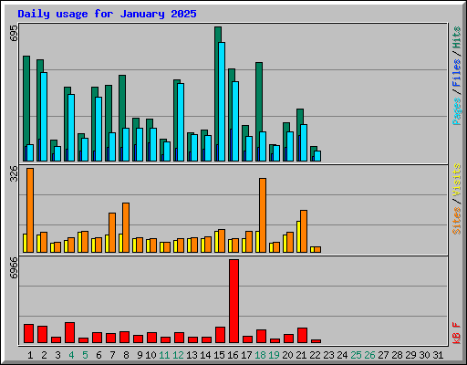 Daily usage for January 2025